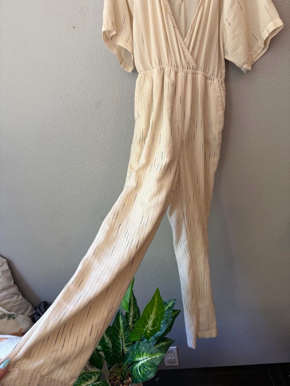 Anthropologie Featherbone Cream Jumpsuit - Picture 2 of 7